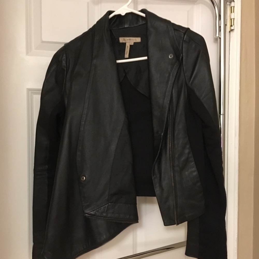 Asymmetrical leather jacket
